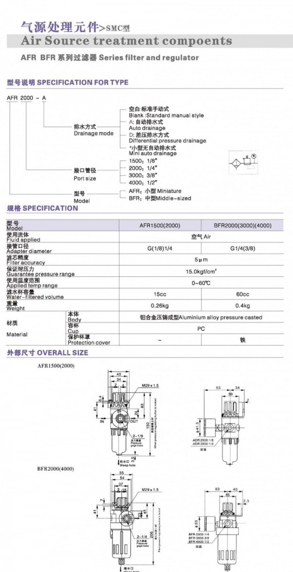 DONT過濾調壓器 AFRBFR系列 